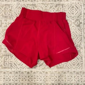 Red Lululemon hotty hot shorts size 6